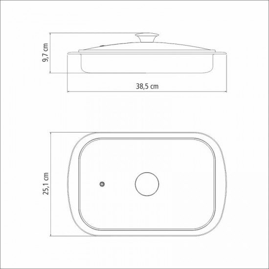 ASSADEIRA TRAMONTINA COSMOS RETANGULAR EM AÇO INOX COM TAMPA DE VIDRO 39 CM 3,2 L