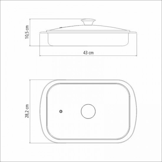 ASSADEIRA TRAMONTINA COSMOS RETANGULAR EM AÇO INOX COM TAMPA DE VIDRO 43 CM 4 L