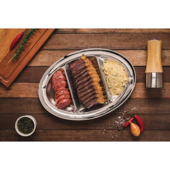 TRAVESSA TRIPLA SERVICE EM ACO INOX TRAMONTINA