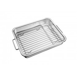 ASSADEIRA SERVICE EM ACO INOX COM GRELHA 34 X 28 CM TRAMONTINA