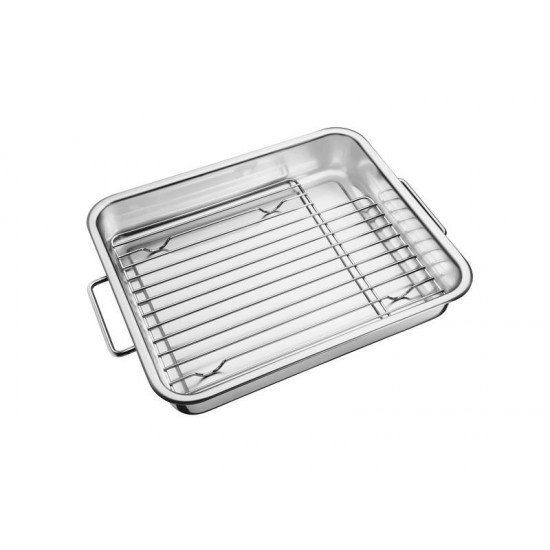 ASSADEIRA SERVICE EM ACO INOX COM GRELHA 34 X 28 CM TRAMONTINA