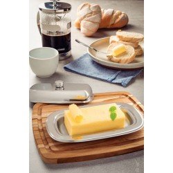 MANTEIGUEIRA TRAMONTINA SERVICE RETANGULAR EM AÇO INOX COM TAMPA