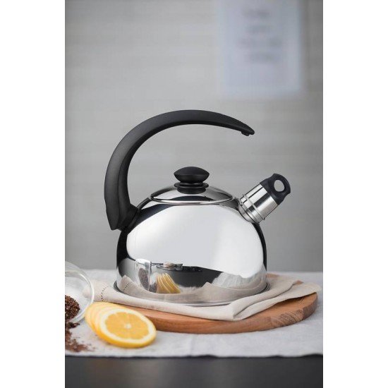 CHALEIRA COM APITO EM ACO INOX CABO PRETO 3 L TRAMONTINA