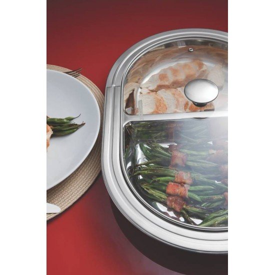 TRAVESSA 2 DIVISOES ACO INOX COM TAMPA DE VIDRO 450 X 310MM TRAMONTINA