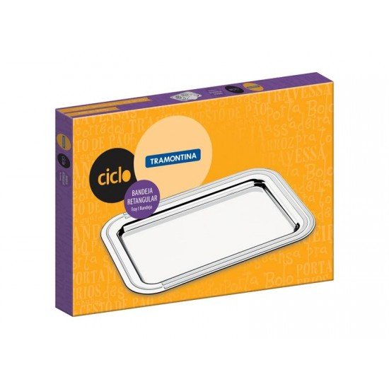 BANDEJA RETANGULAR CICLO EM ACO INOX 42X30 CM TRAMONTINA