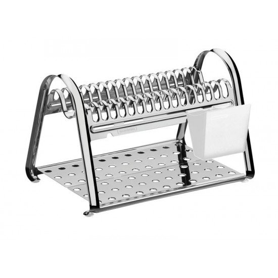 ESCORREDOR DE LOUCA CICLO EM ACO INOX COM PORTA TALHERES BRANCO TRAMONTINA