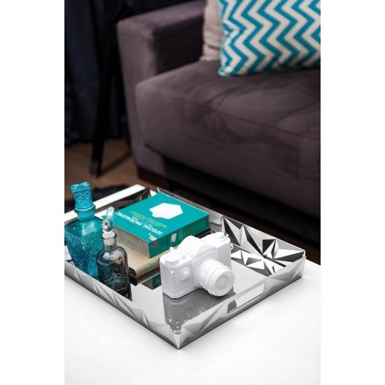 BANDEJA PRISMA RETANGULAR EM ACO INOX 51X36 CM TRAMONTINA