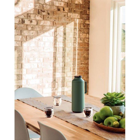 GARRAFA TÉRMICA TRAMONTINA EXATA EM PLÁSTICO VERDE COM AMPOLA DE VIDRO 1 L