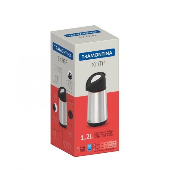 GARRAFA TERMICA EXATA EM ACO INOX COM AMPOLA DE VIDRO 1,2 L TRAMONTINA
