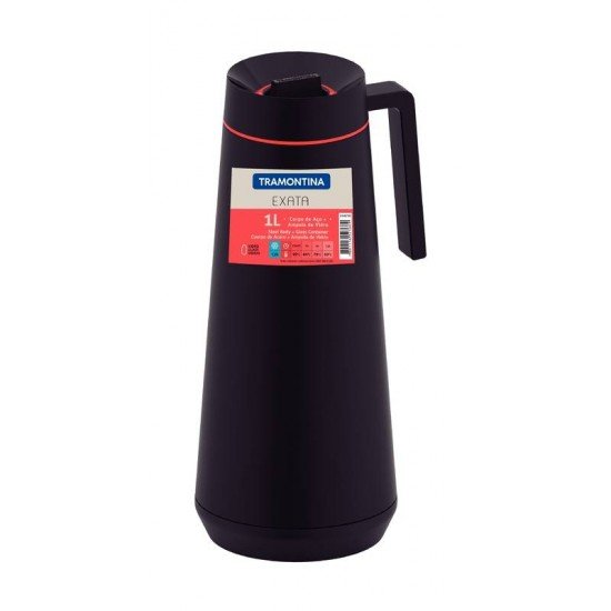 BULE TÉRMICO TRAMONTINA EXATA EM AÇO INOX PRETO 1 LITRO