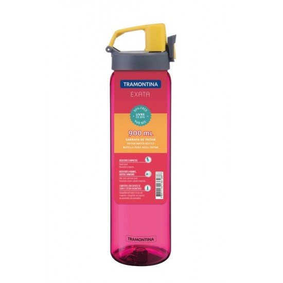 GARRAFA EXATA ROSA EM TRITAN COM PAREDE SIMPLES 0,9 L TRAMONTINA