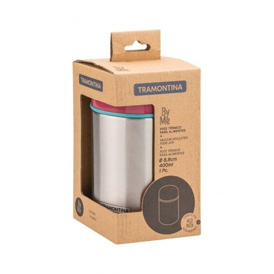 POTE TERMICO EM ACO INOX COM TAMPA ROSA 8,8 CM 400 ML TRAMONTINA