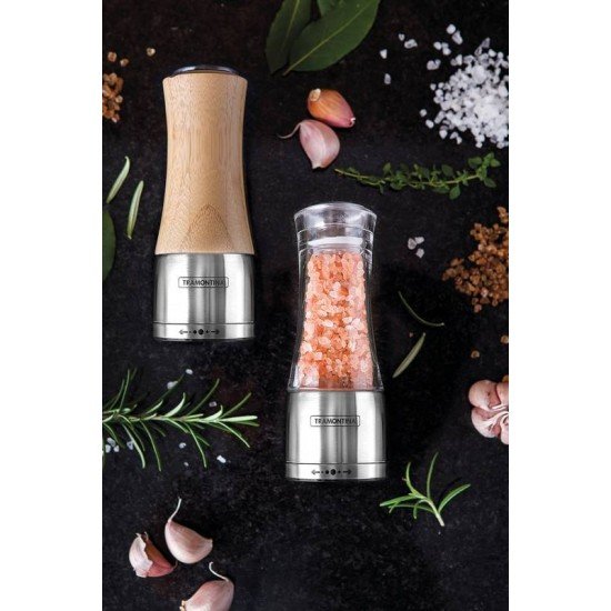 MOEDOR REALCE SAL OU PIMENTA EM BAMBU E ACO INOX COM MOINHO EM CERAMICA TRAMONTINA