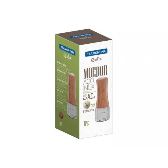 MOEDOR REALCE SAL OU PIMENTA EM BAMBU E ACO INOX COM MOINHO EM CERAMICA TRAMONTINA