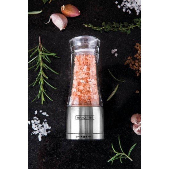 MOEDOR REALCE PARA SAL OU PIMENTA EM ACRILICO E ACO INOX COM MOINHO EM CERAMICA TRAMONTINA