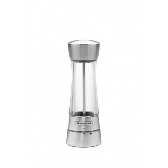 MOEDOR DE SAL OU PIMENTA EM ACO INOX E ACRILICO COM MOINHO EM CERAMICA TRAMONTINA