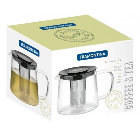 BULE PARA CHA EM VIDRO E ACO INOX COM INFUSOR 900 ML TRAMONTINA