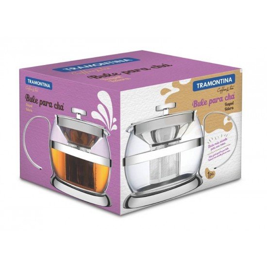 BULE PARA CHA EM VIDRO E ACO INOX COM INFUSOR 900 ML TRAMONTINA