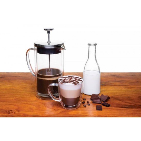 PRENSA FRANCESA PARA CAFE EM VIDRO DUPLO E ACO INOX 8 CM 420 ML TRAMONTINA