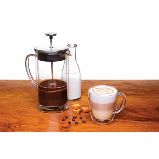 PRENSA FRANCESA PARA CAFE EM VIDRO DUPLO E ACO INOX 8 CM 420 ML TRAMONTINA