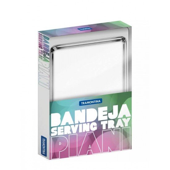 BANDEJA PIANI RETANGULAR EM ACO INOX ALTO BRILHO 48X32 CM TRAMONTINA