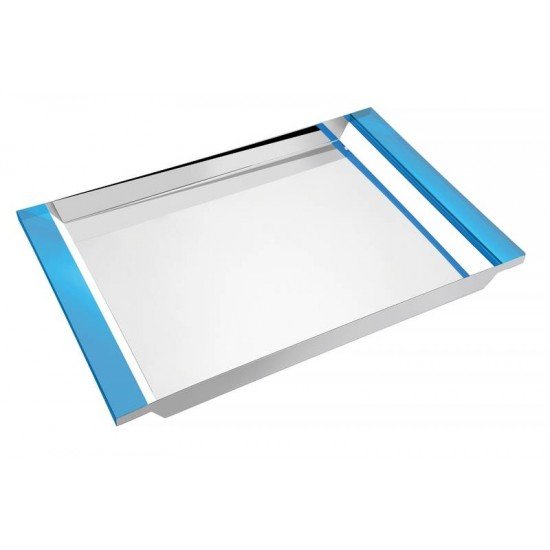 BANDEJA RETANGULAR ACO INOX COM ALCAS DE ACRILICO 530 X 350MM TRAMONTINA