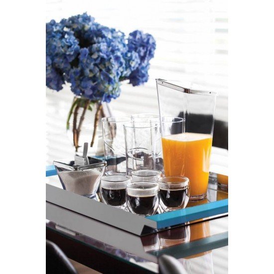 BANDEJA RETANGULAR ACO INOX COM ALCAS DE ACRILICO 530 X 350MM TRAMONTINA