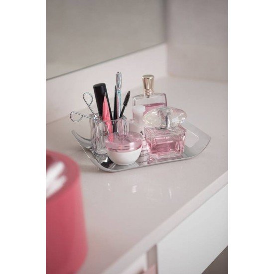 BANDEJA QUADRATA RETANGULAR EM ACO INOX COM ALCA 24X17 CM TRAMONTINA