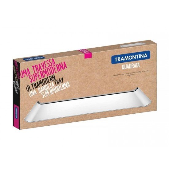 BANDEJA QUADRATA RETANGULAR EM ACO INOX ALTO BRILHO 38X17 CM TRAMONTINA