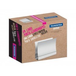 PORTA GUARDANAPOS QUADRATA EM ACO INOX BRILHO TRAMONTINA