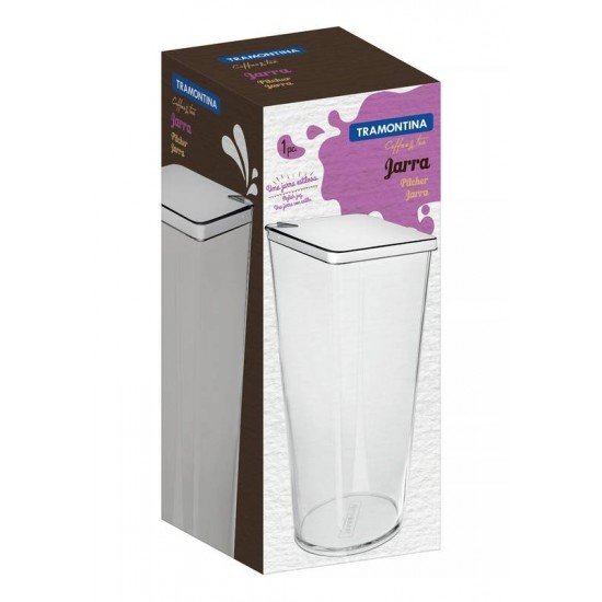 JARRA QUADRATA TRANSPARENTE COM TAMPA EM ACO INOX 1,5 L TRAMONTINA