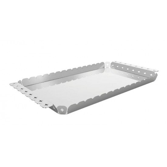 BANDEJA RETANGULAR EM ACO INOX DESENHOS VAZADOS 47 X 25 CM TRAMONTINA