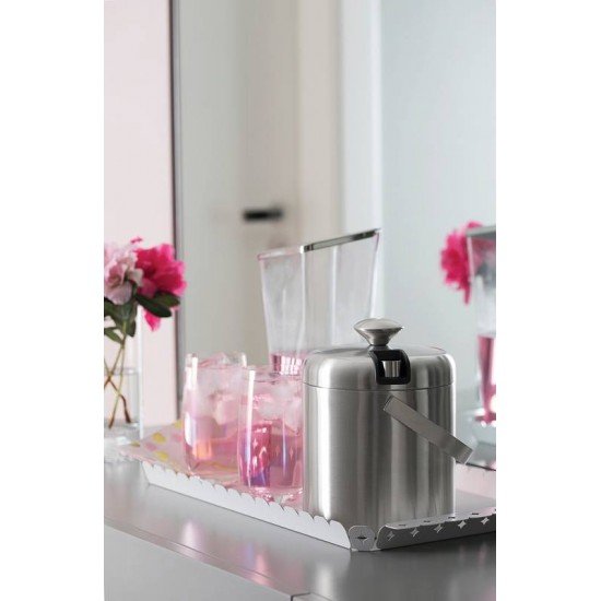 BANDEJA RETANGULAR EM ACO INOX DESENHOS VAZADOS 47 X 25 CM TRAMONTINA