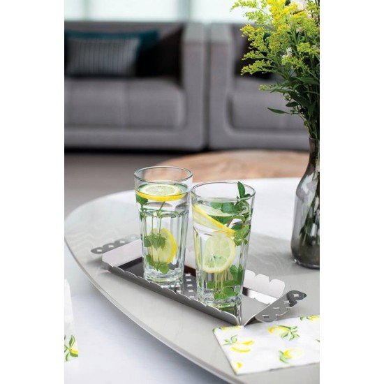 BANDEJA LUCE RETANGULAR EM ACO INOX DESENHOS VAZADOS 33X11 CM TRAMONTINA