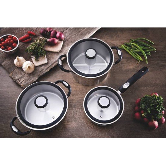 PANELA SOLAR SILICONE EM ACO INOX COM FUNDO TRIPLO 16 CM 1,4 L TRAMONTINA