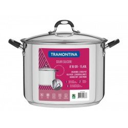 CALDEIRAO SOLAR SILICONE EM ACO INOX COM FUNDO TRIPLO COM TAMPA DE VIDRO 30 CM 15,4 L TRAMONTINA