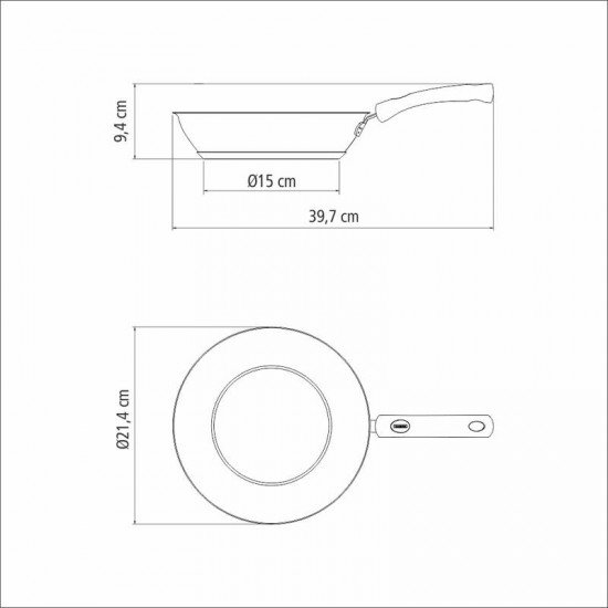 FRIGIDEIRA TRAMONTINA SOLAR SILICONE RASA EM AÇO INOX FUNDO TRIPLO COM CABO DE SILICONE 20 CM 1,3 L