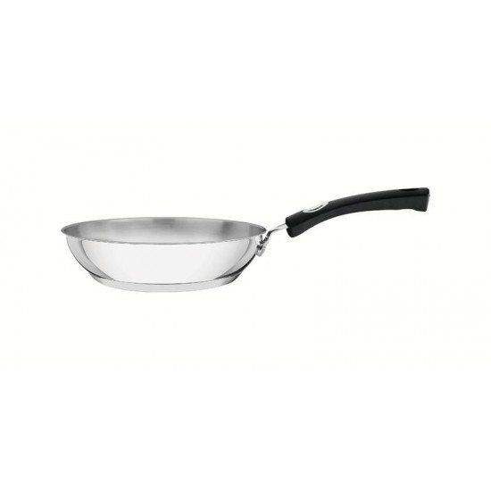FRIGIDEIRA TRAMONTINA SOLAR SILICONE RASA EM AÇO INOX FUNDO TRIPLO COM CABO DE SILICONE 20 CM 1,3 L