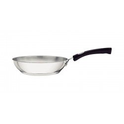 FRIGIDEIRA TRAMONTINA SOLAR SILICONE RASA EM AÇO INOX FUNDO TRIPLO COM CABO DE SILICONE 20 CM 1,3 L