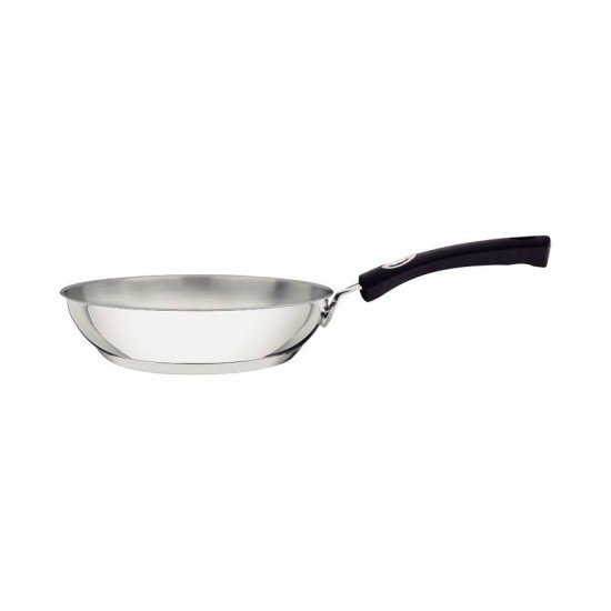 FRIGIDEIRA TRAMONTINA SOLAR SILICONE RASA EM AÇO INOX FUNDO TRIPLO COM CABO DE SILICONE 20 CM 1,3 L