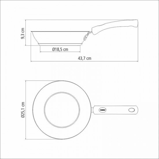 FRIGIDEIRA TRAMONTINA SOLAR SILICONE RASA EM AÇO INOX FUNDO TRIPLO REVESTIMENTO INTERNO ANTIADERENTE COM CABO DE SILICONE 24 CM 2,1 L