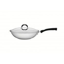 WOK TRAMONTINA ASTRO SILICONE EM AÇO INOX COM FUNDO TRIPLO E TAMPA DE VIDRO 28 CM 3,3 L