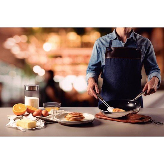 FRIGIDEIRA TRAMONTINA GRANO EM AÇO INOX COM CORPO TRIPLO REVESTIMENTO INTERNO EM ANTIADERENTE COM CABO 20 CM 1,2 L