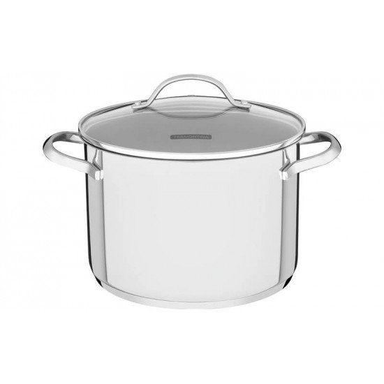 CALDEIRAO UNA EM ACO INOX COM FUNDO TRIPLO E TAMPA DE VIDRO 24 CM 7,7 L TRAMONTINA