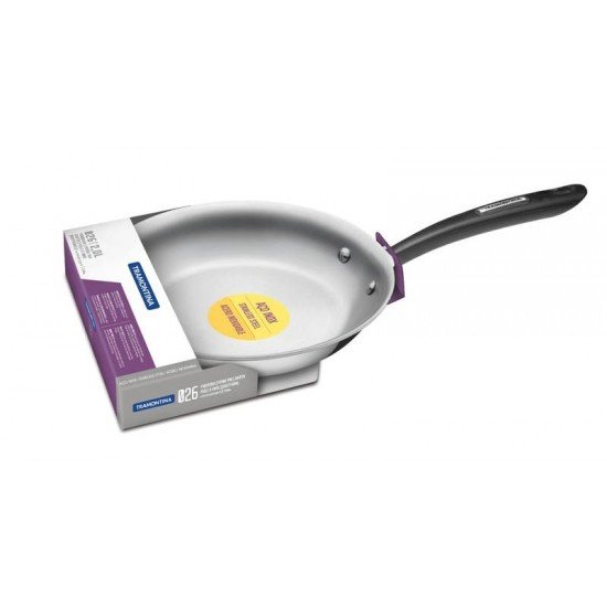 FRIGIDEIRA DUO SILICONE RASA EM ACO INOX FUNDO TRIPLO COM CABO DE SILICONE 26 CM 2 L TRAMONTINA