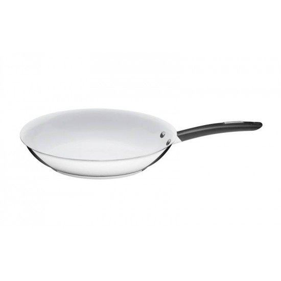 FRIGIDEIRA FUNDA EM ACO INOX FUNDO TRIPLO EM CERAMICA BRANCA CABO DE SILICONE 26 CM 2,4 L TRAMONTINA