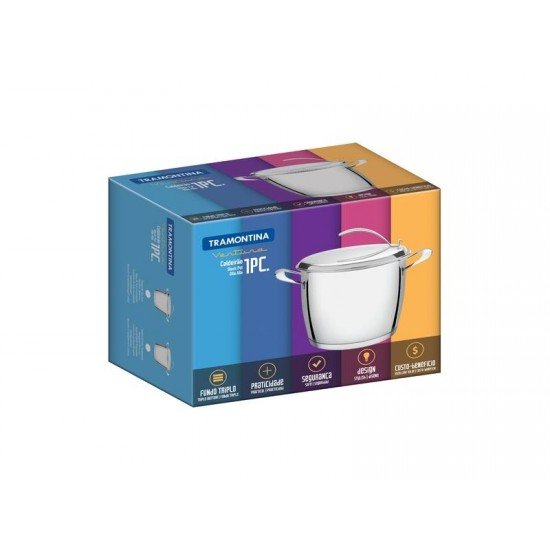 CALDEIRAO VENTURA EM ACO INOX COM FUNDO TRIPLO 18 CM 3 L TRAMONTINA
