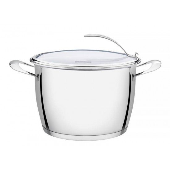 CALDEIRAO VENTURA EM ACO INOX COM FUNDO TRIPLO E TAMPA DE VIDRO 22 CM 5,5 L TRAMONTINA