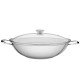 WOK VENTURA EM ACO INOX COM FUNDO TRIPLO TAMPA DE VIDRO 34 CM 6,1 L TRAMONTINA