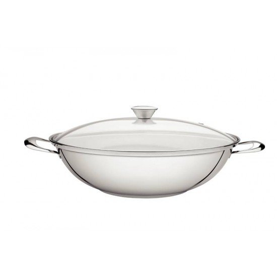 WOK EM AÇO INOX COM FUNDO TRIPLO Ø 34CM